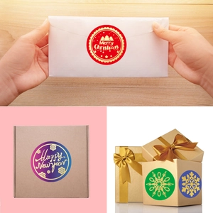 Autocollants ronds en papier kraft pour boîtes cadeaux avec motifs de flocons de Noël