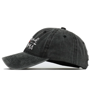Blessed MA embroidered dark gray washed cotton baseball cap with classic curved brim