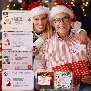 Santa Claus Driving License Sleigh Flying Licence Realistic Plastic Card Christmas Eve Stocking Filler Novelty For Kids