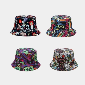 Cappello Da Pescatore Con Stampa Graffiti Reversibile Protezione Solare Hip Hop Streetwear Per Uomo E Donna