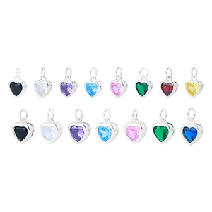 S925 sterling silver heart-shaped zircon pendants in various vibrant colors