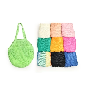 Eco-friendly cotton mesh tote bag set in green and various vibrant colors