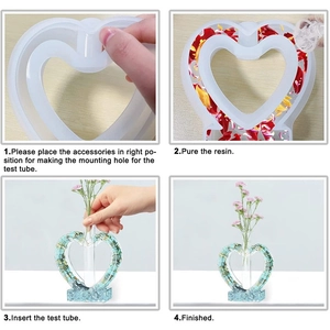 Guide DIY en 4 étapes pour moule de vase cœur en résine avec tube et pétales séchés