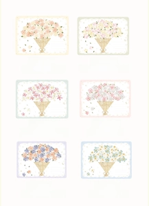 Detailed collection of 3D floral bouquet greeting cards with 6 elegant hand-painted designs