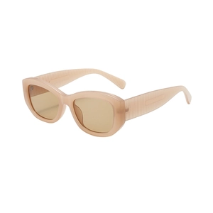 Retro square oversized sunglasses in pink and champagne with yellow tinted lenses