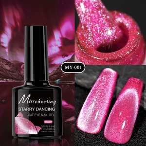 Macro shot of 7.5ml starry cat eye nail gel showing glitter texture and magnetic shine