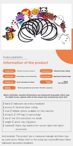 Halloween headband set details featuring pumpkin, bat, and ghost decorative elements
