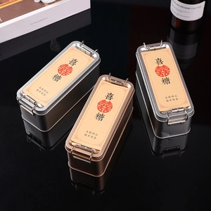 Vintage rectangular tin box for wedding favors in silver and rose gold finish