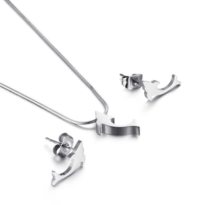 Stainless Steel Dolphin Jewelry Set Necklace Earrings Set For Women Minimalist Animal Pendant Jewelry Valentine Day Gift