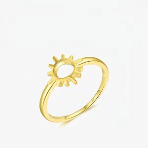 Sun Radiance Ring 925 Sterling Silver Minimalist Bohemian Gold Plated Geometric Jewelry For Women