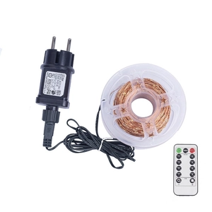 Outdoor LED copper wire fairy lights with EU plug and 8-function remote control
