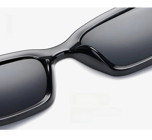 Close-up of integrated nose pads on black sunglasses for a comfortable fit