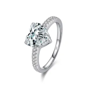 Macro shot of 2-carat heart-shaped diamond with S925 sterling silver stamp detail