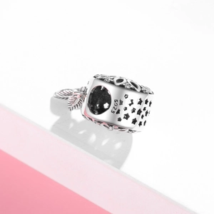 Charm pendente stella in argento sterling S925 con incisione floreale per bracciale