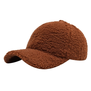 Casquette de baseball en polaire marron pour homme et femme en laine teddy chaude d'hiver
