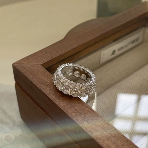 Eternity band S925 sterling silver ring with multiple rows of sparkling round-cut zircon