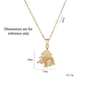 Collana rotante a forma di albero di Natale in acciaio dorato con cristalli pavé