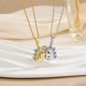 Unicorn dragon necklaces set with micro-inlaid cubic zirconia in gold and silver finish