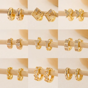 Huggie Hoop Earrings Copper Gold Plated Cubic Zirconia Micro Pave Fashion Jewelry For Women Elegant Stylish Accessory
