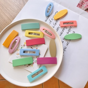 Colorful matte 14-piece snap hair clips set in assorted Macaron colors for girls