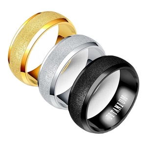 Stainless Steel Band Ring Frosted Sandblasted Polished Edges Modern Minimalist Jewelry Unisex Finger Band