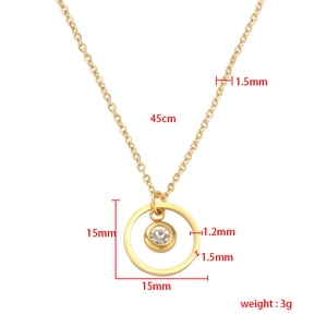 Gold stainless steel birthstone necklace with concentric rings and 45cm chain specs