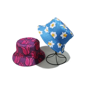 Damen Fischerhut Mit Blumendruck Polyester Sonnenschutz Sommer Strand Outdoor Faltbar Modisch