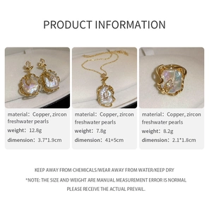 Spécifications du kit bijoux fleurs perles baroques avec dimensions et détails de poids