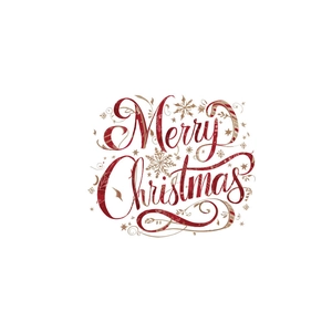 Red and gold Merry Christmas artistic lettering wall sticker for holiday decoration