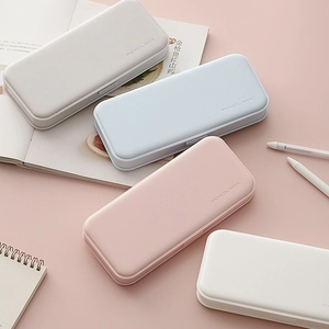 Minimalist Matte Plastic Pencil Case Large Capacity Layered Stationery Box For Students Kids School Office Desktop Storage