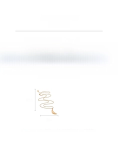 Detailed spec sheet showing 18k gold plated moon pendant dimensions and 75cm chain length