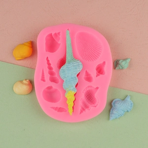 Stampo in silicone rosa con forme di conchiglie e lumache per decorazione torte DIY