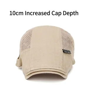 Atmungsaktive beige Schiebermütze mit Mesh-Einsatz und 10cm tieferem Design für optimalen Sitz