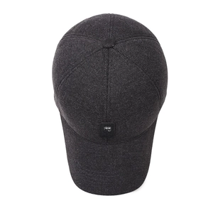 Deep charcoal baseball cap with warm fleece lining and textured fabric for men
