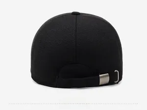 Rear view of black thermal baseball cap showing adjustable strap and metallic buckle