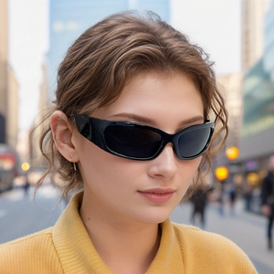Lunettes De Soleil De Sport Futuristes Protection UV400 Coupe-vent Monture Plastique Cyclisme En Plein Air Y2K Pour Hommes Femmes