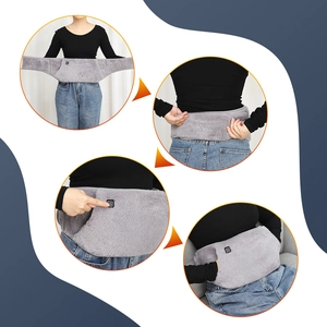Detail showing the USB heating waist belt with plush texture and functional pocket