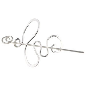 Sleek silver irregular winding hair pin with minimalist abstract metallic curve design