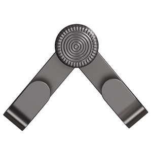 Wall-mounted stainless steel suction cup lid rack with gunmetal finish and adjustable arms