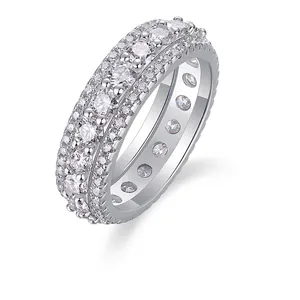 Luxury 925 Sterling Silver Moissanite Eternity Ring For Women Multi Row Pave Setting Engagement Wedding Band Jewelry Gift