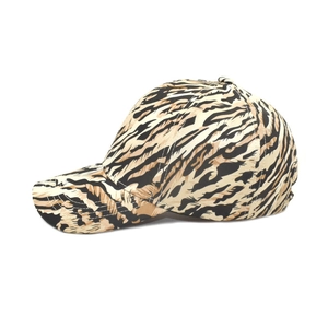 Close-up of the detailed tiger stripe pattern and texture on a classic baseball cap