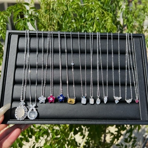 Elegant collection of S925 sterling silver necklaces with colorful zircon flower pendants