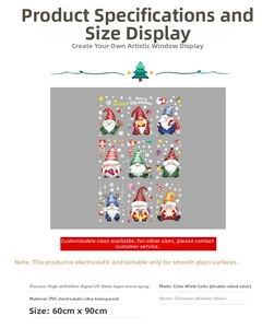 Détail des autocollants statiques de gnomes de Noël en PVC de haute qualité