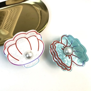 Shell Hair Claw Clip Acrylic Faux Artificial Pearl Sweet Ocean Style Mermaid Seashell Shark Clip Hair Accessory For Women