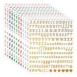 Glitter Letter Number Stickers Vinyl Waterproof Decal For Scrapbooking Water Bottle Mailbox DIY Decoration Small