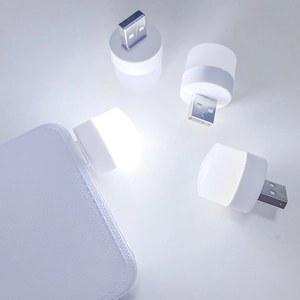 Creative USB LED night light plugged into power bank emitting soft white light