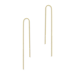 Orecchini a infilo minimalisti in catena box dorata con stile geometrico per donna
