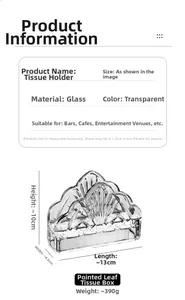 Detailed view of glass napkin holder with fan pattern dimensions 13x4.5x10cm