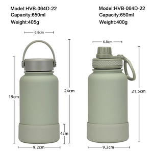 650ml stainless steel green sports water bottle with handle and straw lid options