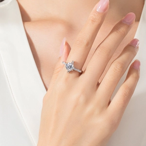 Luxury S925 sterling silver crown ring with a large sparkling round zircon stone